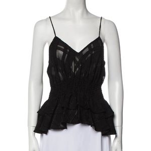 CAROLINE CONSTAS Lace Pattern V-Neck Top